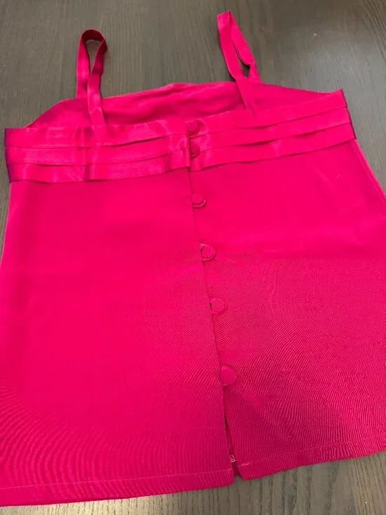Vintage NEW with Tags LOUBEN Camisole Top Dark Hot Pink size 8 Satin accents - Picture 3 of 8